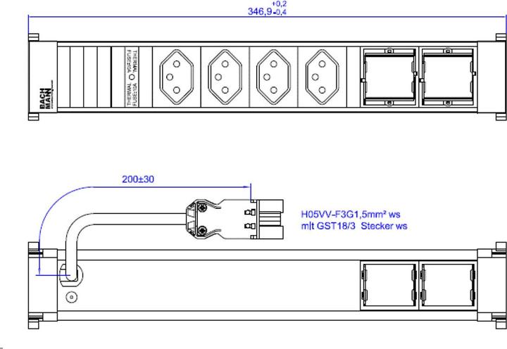 Actual product image Bachmann BACH socket strip (4x)