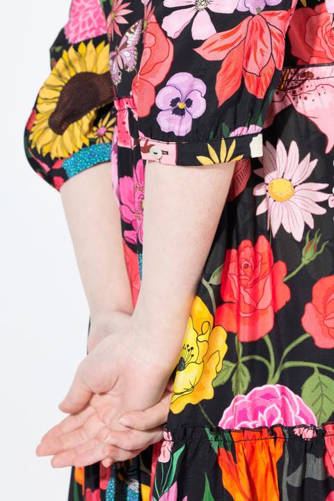 Immagine prodotto Ulla Popken Maxi abito con fiori, collo alto, maniche a 3/4 e volant (54)