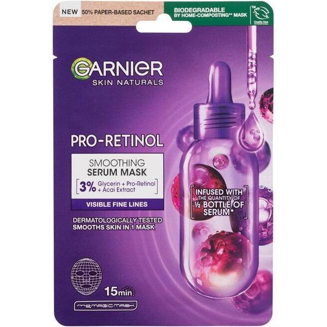 Garnier, Gesichtsmaske, Skin Naturals Pro-Retinol Smoothing Serum Mask - Smoothing Face Mask 22.0g