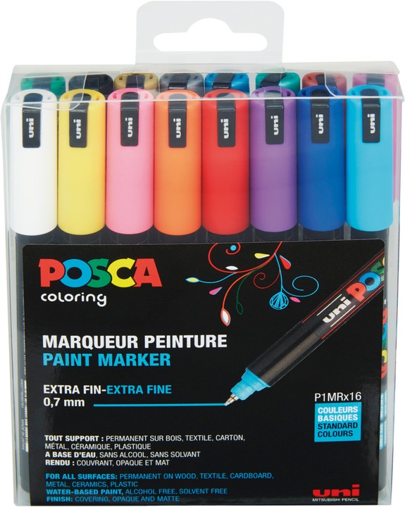 Actual product image Posca PC-1MR Fineliner brand (Assorted colours, 0.70 mm, 16 x)
