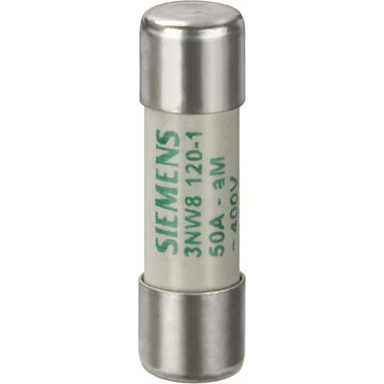 10x Siemens, Sicherung, Keramiksicherung T 50A 500V AC 14x51mm 3NW8120-1 (Zylindersicherung, 50 A)