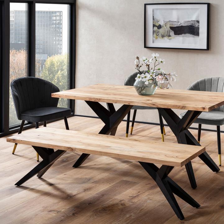 Actual product image FineBuy Esszimmerbank Sitzbank Akazie Massivholz 175 cm Essbank Loft Klein (175 cm)