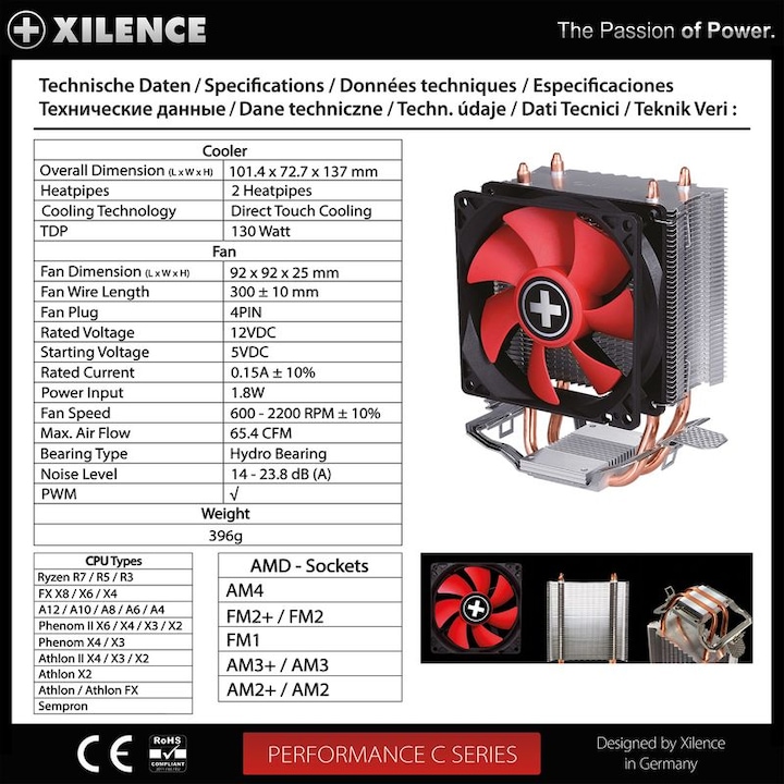 Actual product image Xilence 600/2200 rpm, 65.4 CFM, 14/23.8 dB (130 mm)