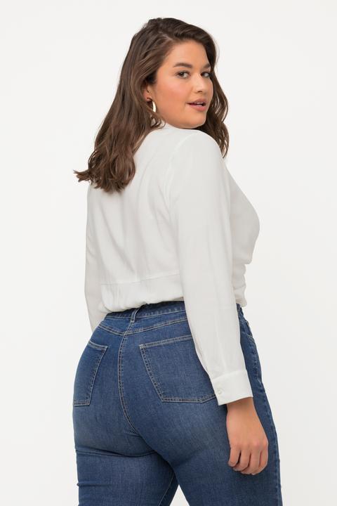 Produktbild Ulla Popken Hemdbluse, Knoten, kurz, Hemdkragen, Langarm (54)