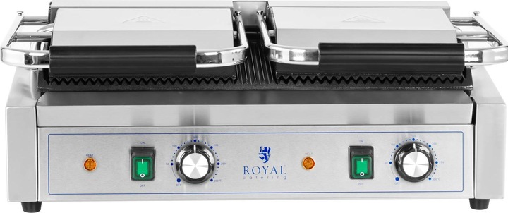 Produktbild Royal Catering Doppel Kontaktgrill Geriffelt Gastro 3600 W 50 - 300 °C Profi Elektro Grill