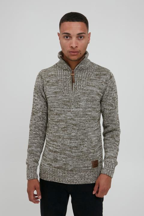 Actual product image Solid Philostrate Men's Jumper Chunky Knit Pullover Troyer Made Of 100% Cotton With Zipper (S)