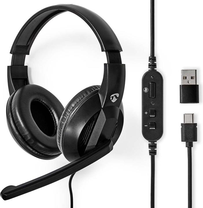 Immagine prodotto Nedis Cuffie per PC Over-Ear - Nero (Cablato, USB-A, Team Microsoft, Zoom)
