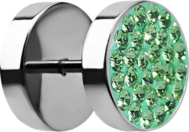 Produktbild Star Piercing Fake Plug mit Kristall grün (ohne Messing, Chirurgenstahl 316L)