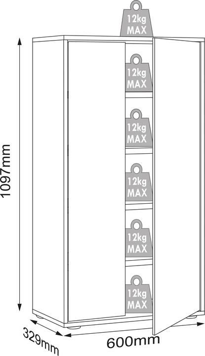 Actual product image VCM XL Holz Grosser Schuhschrank Salia B60 (60 x 33 x 110 cm)