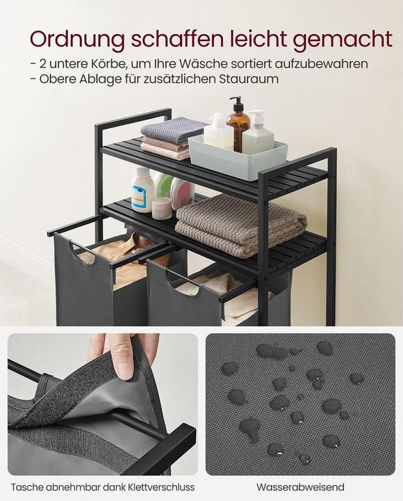 Image du produit Vasagle Wäschekorb mit Ablage Grau (92 l)