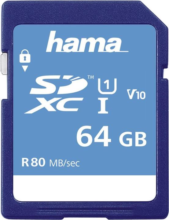 Hama SDXC 64GB Classe 10 UHS-I 80MB/s (64 GB, SDXC, U1, UHS-I)