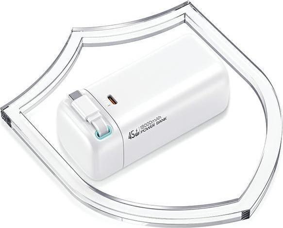 Produktbild Usams Powerbank ze zwijanym kablem USB-C 18000 mAh PD45W Fast Charge XMF Series biały/white 20KCD216 (18000 mAh, 45 W)