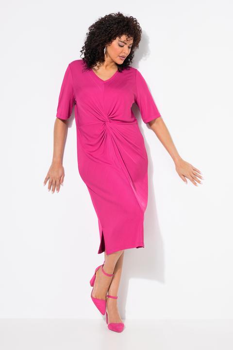 Image du produit Ulla Popken Robe en jersey effet drapé, décolleté en V et manches courtes (46, 48)