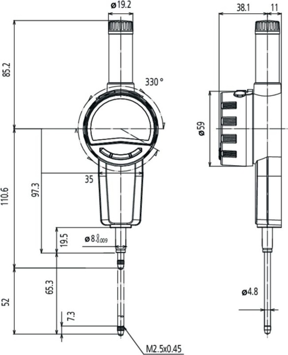 Actual product image Mitutoyo Dial gauge 50.8 mm / 543-857D (5.08 cm)