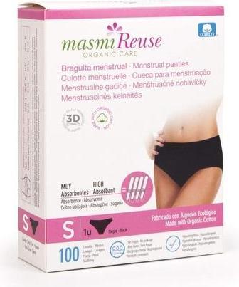 Productafbeelding Masmi Biologische menstruatieslip Maat S - Zwart - Hergebruik (S)