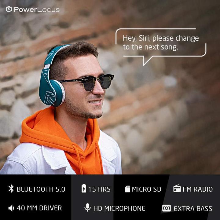 Actual product image PowerLocus Wireless Headphones P2 (blue-white) (20 h, Wireless, Cable)
