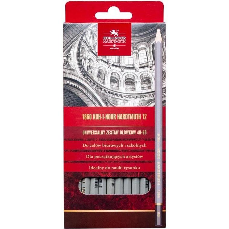 Koh-i-Noor, Matite, Set mit 1860 Graphitstiften, 12-tlg (4h, 6B, F, H, HB, 12x)