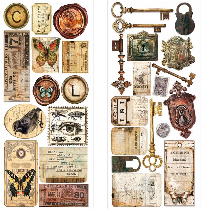 Actual product image Ciao Bella Art Stickers "Cabinet of Curiosities", 12 x 26 cm, 5 Blatt (5 Sticker)