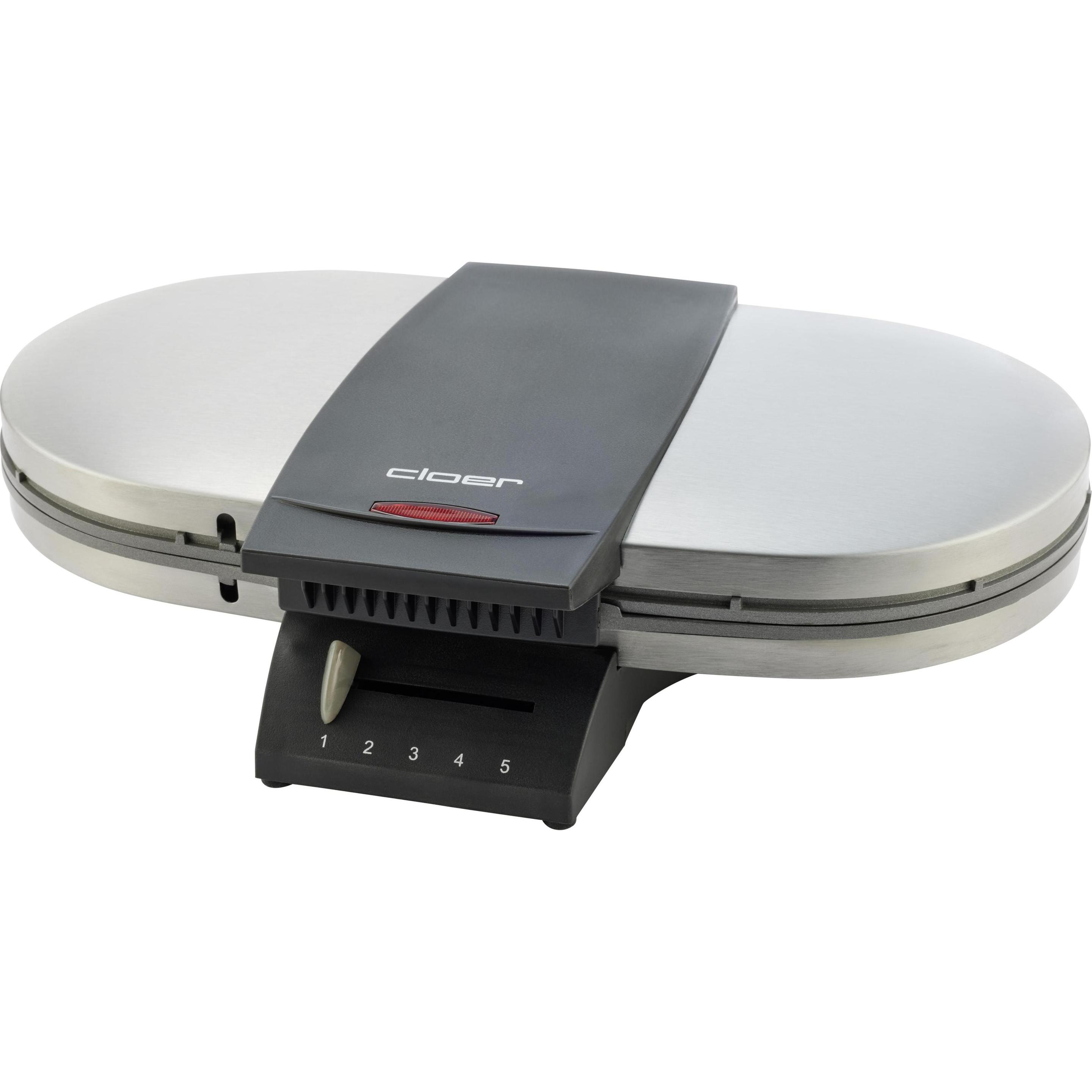 Cloer Macchina per cialde doppie 1329, Piastra per waffel, Nero, Argento