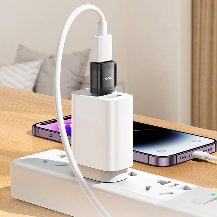 Actual product image Hoco Cable adapter OTG Type C (male) to USB A (female) 3A UA31C black (USB-A, USB-C)