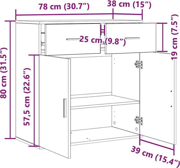 Produktbild vidaXL Sideboard aus Holzwerkstoffen (78 x 38 x 80 cm)