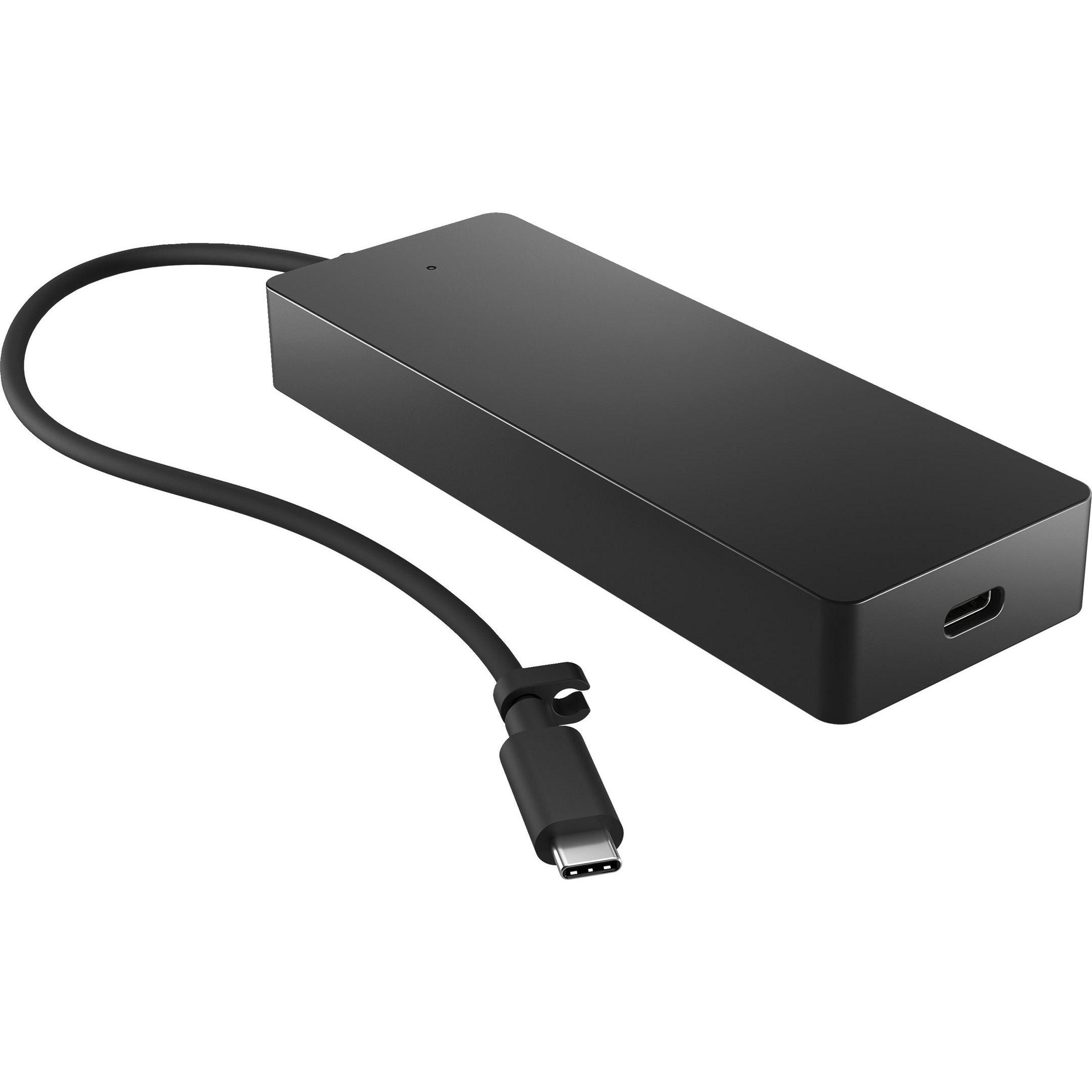 HP Multiport (USB-C, 4 Ports), Dockingstation + USB Hub, Schwarz