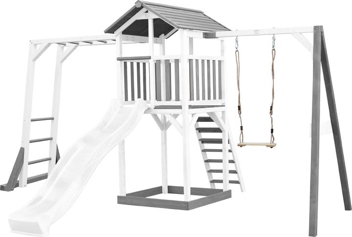 Actual product image Axi Beach Tower Play Tower with Climbing Frame and Single Swing - White Slide