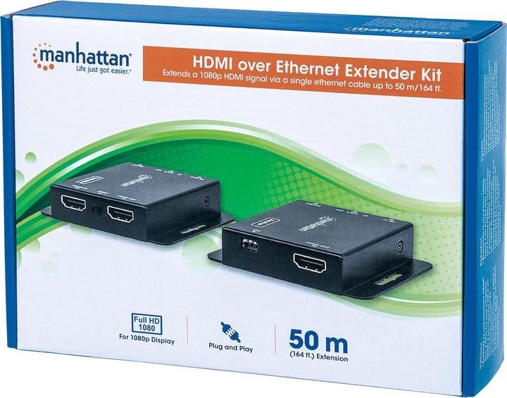 Productafbeelding Manhattan HDMI over Ethernet Extender Kit Signaalversterker 1080p tot 50 m over een Cat6 netwerkkabel...