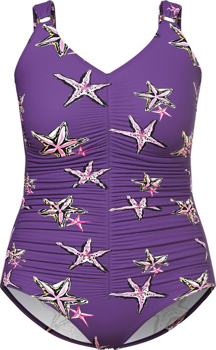 Image du produit Ulla Popken Maillot de bain à bonnets souples, décolleté en V, motif étoiles de mer (46)