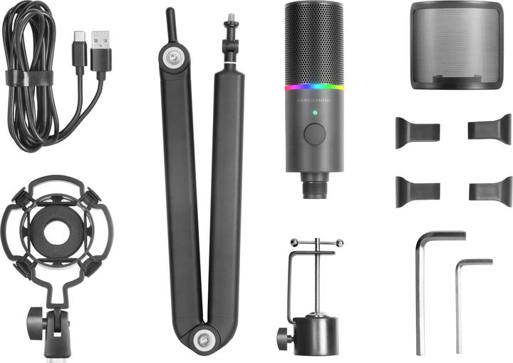 Image du produit Mars Gaming Microphone Mmic-Xt RGB Avec Bras De Montage (Noir)