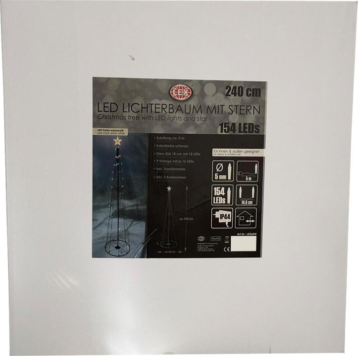 Actual product image Mojawo XXL LED Metal Christmas Tree with Star warm white 154 LEDs 240cm