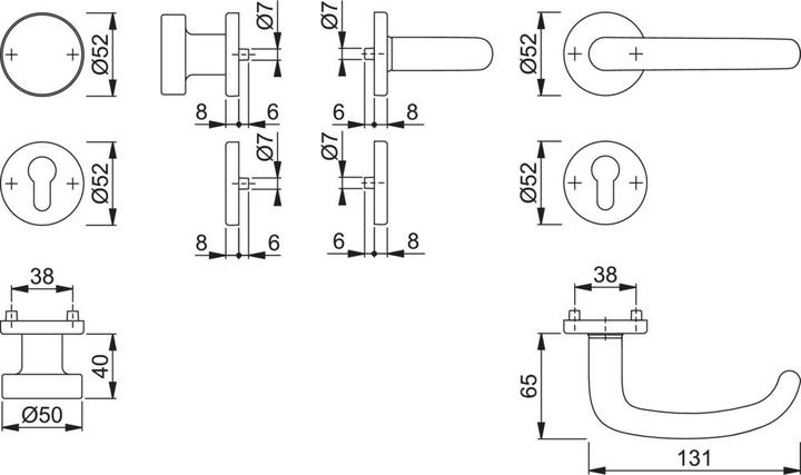 Productafbeelding Hoppe Rozetstel San Francisco E58/42KV/42KVS/1301Z roestvrij staal F69 rond PZ DIN links / rechts fl... (Deurset)