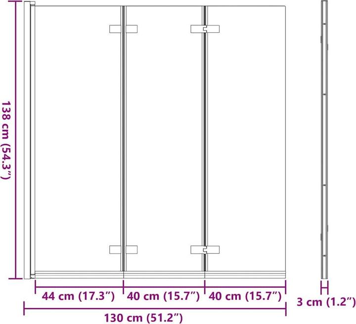 Produktbild vidaXL Duschabtrennung (130 cm, 138 cm)