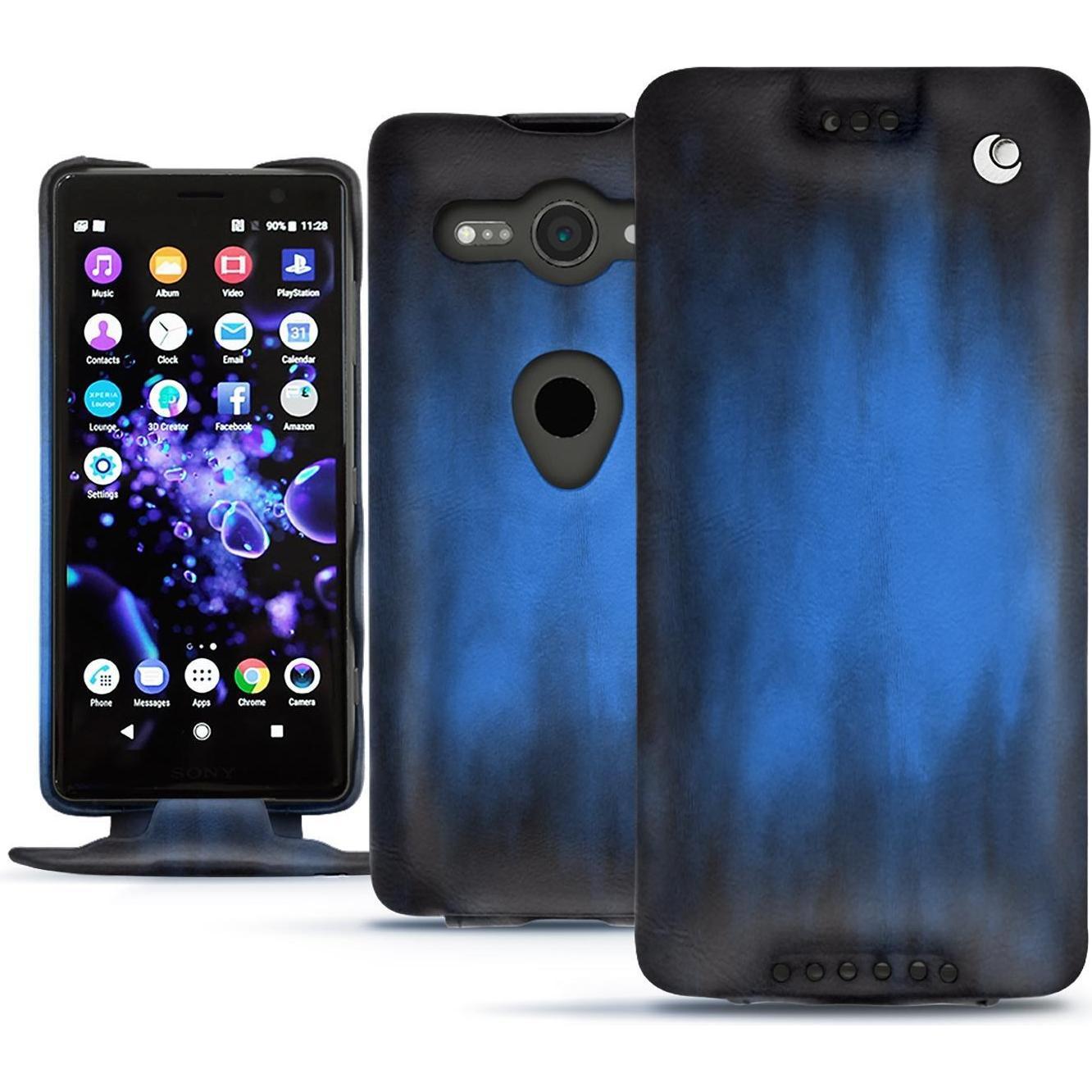 Thumbnail - Noreve Lederschutzhülle vertikal (Sony Xperia XZ2 Compact), Smartphone Hülle, Blau