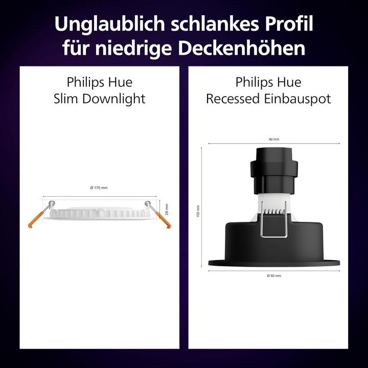 Actual product image Philips Hue White & Color Ambiance Slim Recessed (1200 lm)