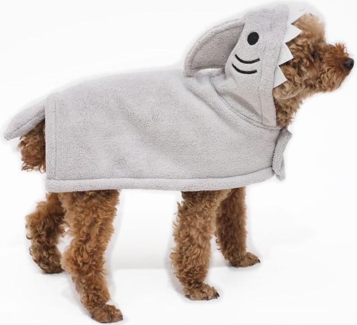 Image du produit Peppy buddies Robe de bain Shark M, Gris, Taille 40 cm - (69727186727) (M, Peignoir pour chien)