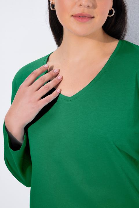 Produktbild Ulla Popken Shirt, V-Ausschnitt, Relaxed, Langarm (42, 44)