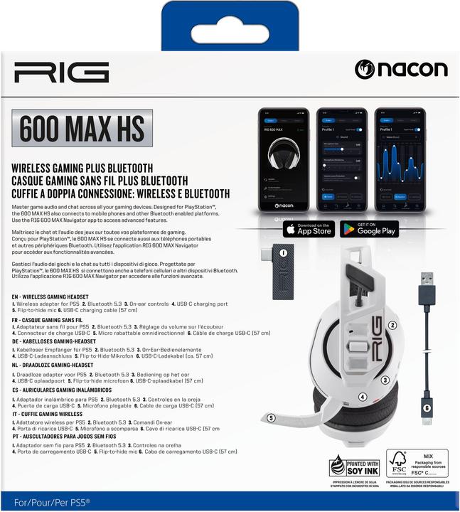 Immagine prodotto Bigben OLP Cuffie Gaming RIG 600 PRO HS White (Cablato, Senza fili)