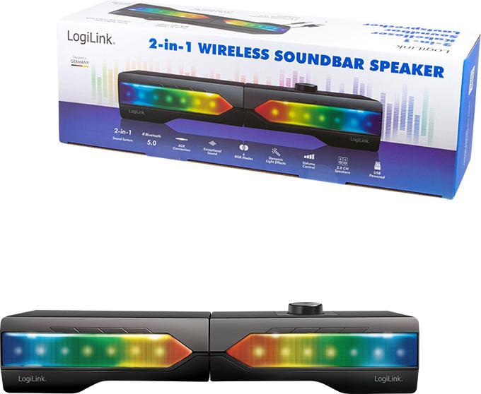 Image du produit LogiLink Barre de son mobile avec Party Light, système de son pour le jeu 2 en 1 (6 W, 2.0 Canal)