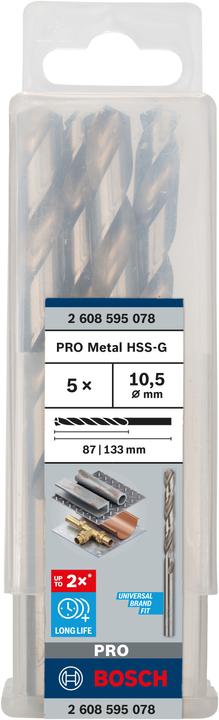 Immagine prodotto Bosch Professional Zubehör Trapano PRO Metal HSS-G, 10,5 x 87 x 133 mm (10,5 mm)