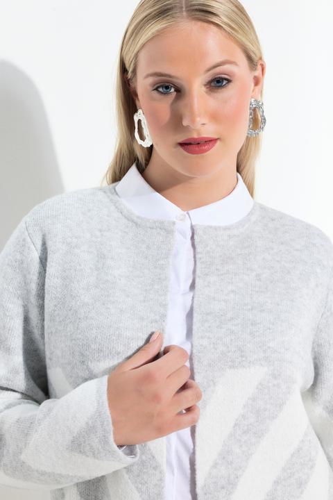 Produktbild Ulla Popken Strickjacke, Streifen, ohne Verschluss, Rundhals, Langarm (58, 60)