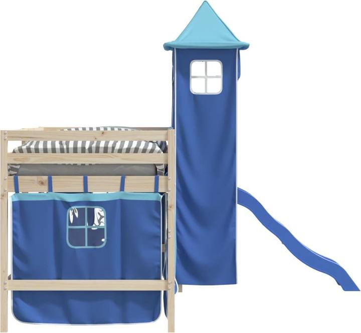 Actual product image vidaXL Curtains for loft bed with tower Blue polyester, colour
