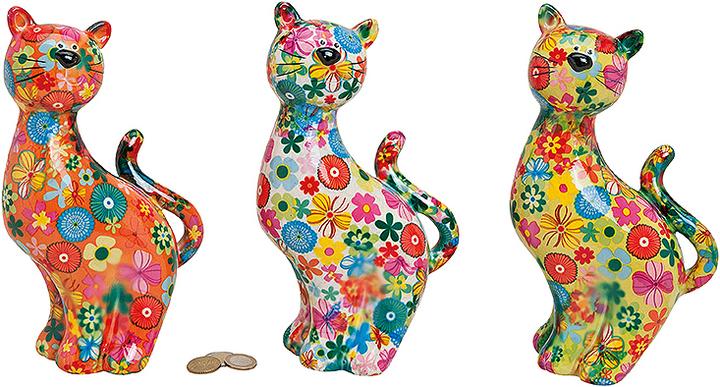 G. Wurm Salvadanaio fiore gatto in ceramica, 3- assortito