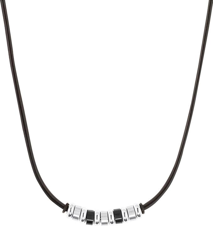 S.Oliver Halsschmuck für Herren, Stainless Steel, Leder (Edelstahl, Leder, 45 cm)