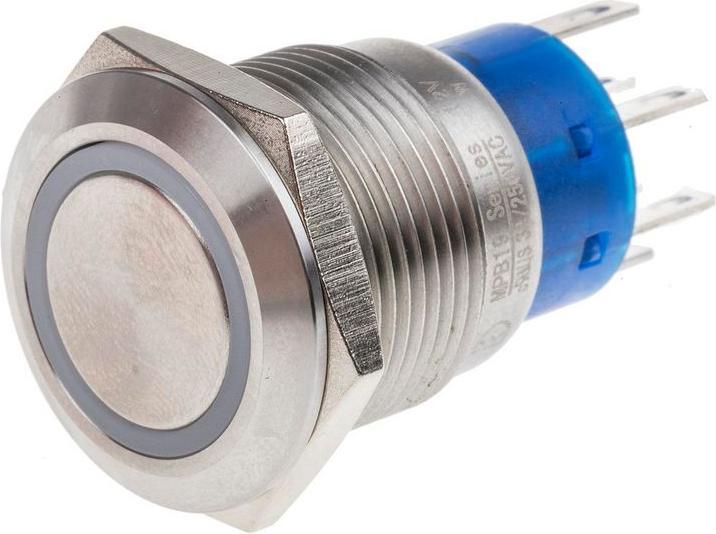 Immagine prodotto RS PRO 19mm,stainless,DPDT,mom,White,12V