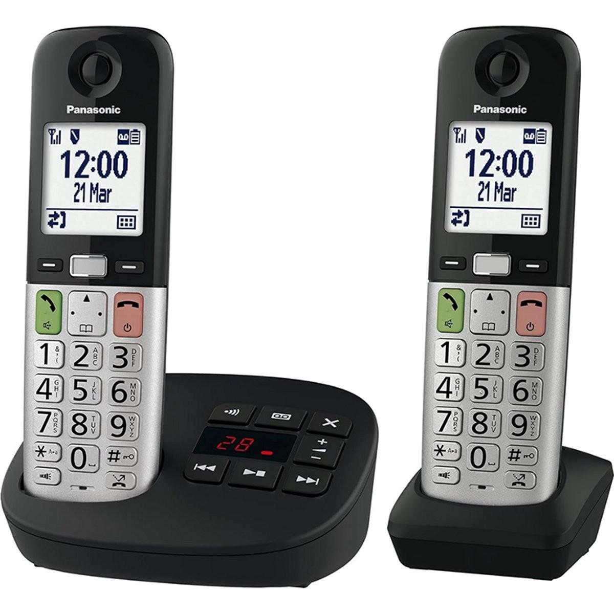 Panasonic KX-TGU430EXB DECT Telefoon met Groot Display/Toetsen - Duo Set, Telefon, Schwarz, Silber