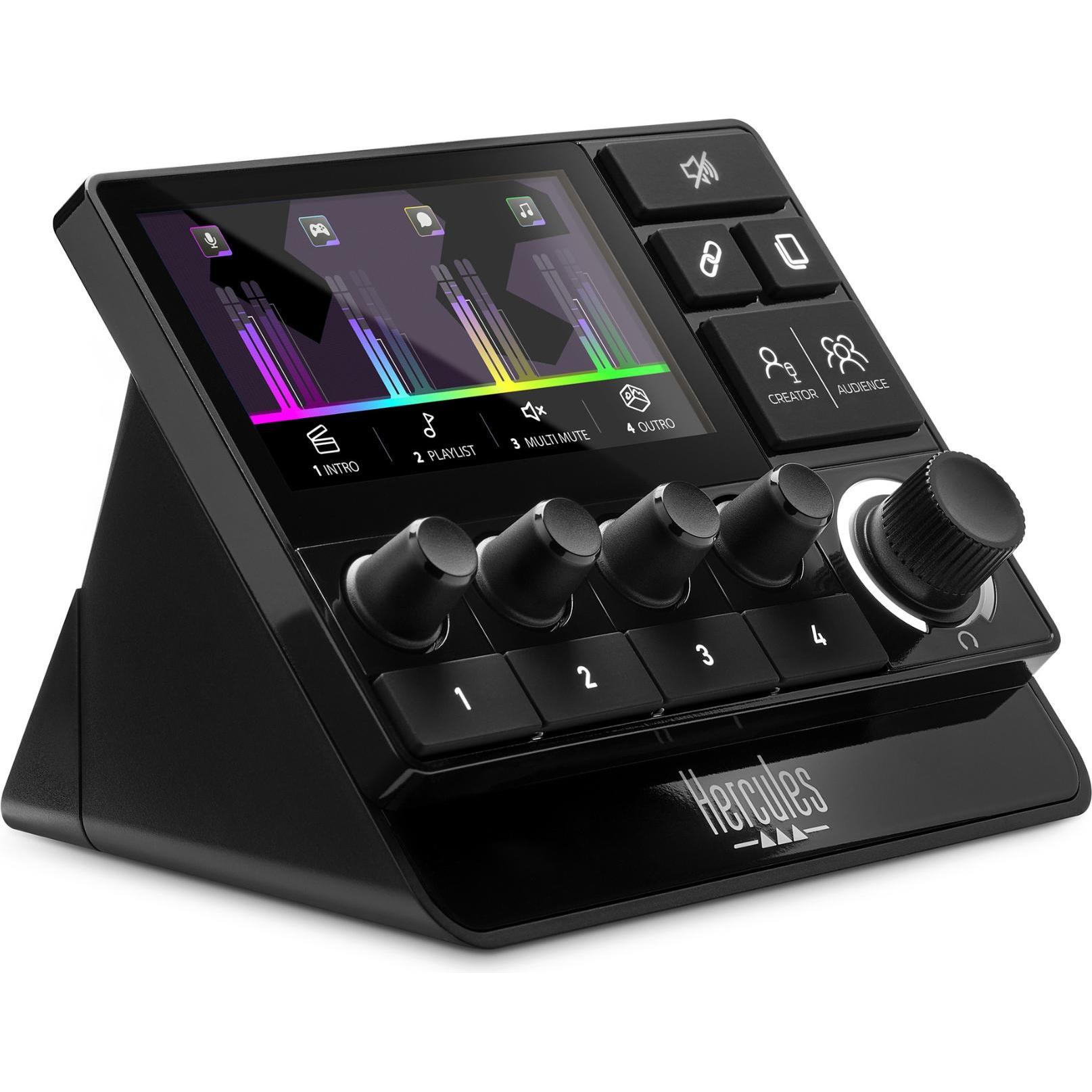 Hercules Controllo mixer Stream 200 XLR Audio Controller al dettaglio, Streaming deck, Nero