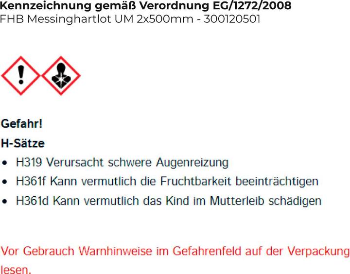 Actual product image Felder Brass brazing alloy UM 2x500mm L-Cu Zn 40 flu ( 4000872903 )