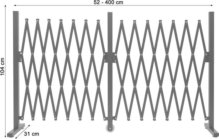 Swisshandel24 Absperrgitter, Zaun Schutzgitter Scherengitter Trenngitter, Alu ausziehbar braun - Höhe 103cm, Breit
