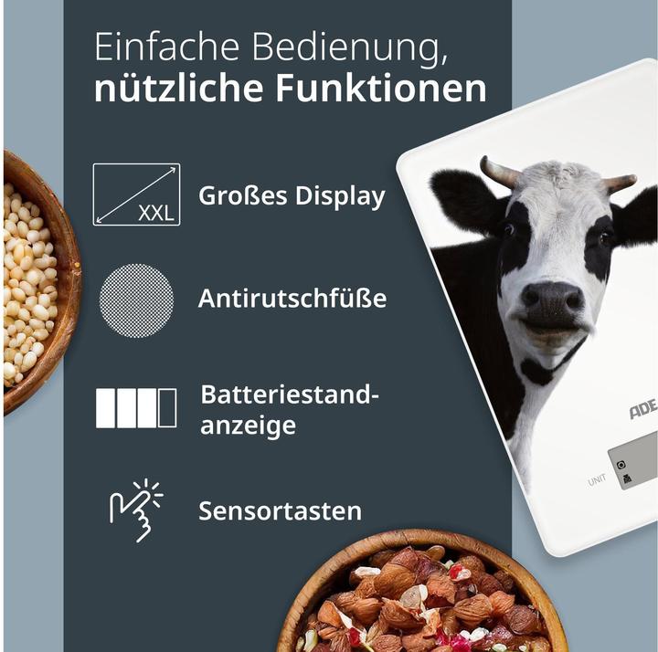 Produktbild ADE Küchenwaage Inka digital Motivdruck Kuh, Bedienungsart